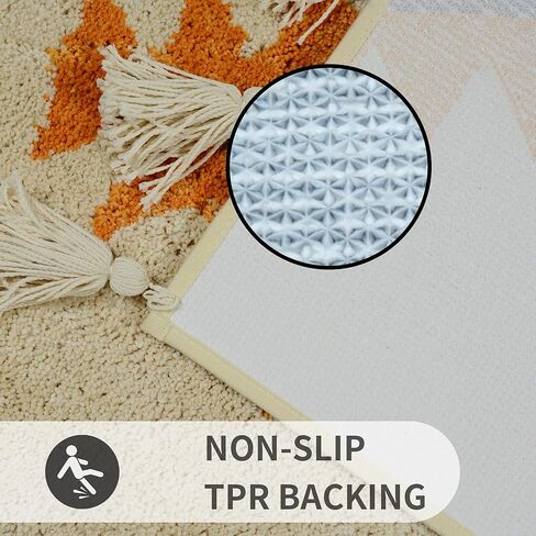 سجاد الحمام بوهو مع شرابات المنسوجة يدويا القطن حصيرة نصف دائرة حمام حصيرة سجاد حمام للحمام قابل للغسل بوهو حمام حصيرة السجاد لحوض الاستحمام الحمام in Kuwait