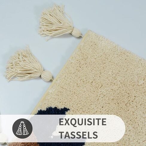 سجاد الحمام بوهو مع شرابات المنسوجة يدويا القطن حصيرة نصف دائرة حمام حصيرة سجاد حمام للحمام قابل للغسل بوهو حمام حصيرة السجاد لحوض الاستحمام الحمام in Kuwait