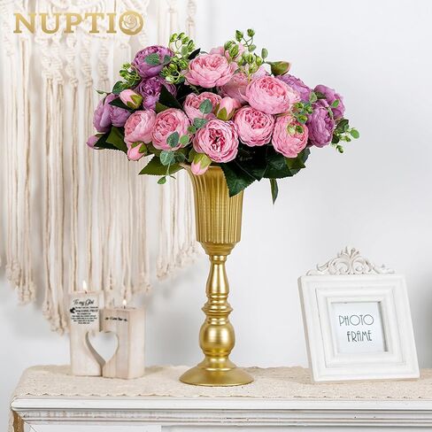 قطع Nuptio مكونة من 10 مزهريات بوق معدنية أنيقة لتزيين حفلات الزفاف، بطول 31.9 سم/12.56 بوصة، تنسيقات زهور صناعية لحفلات الذكرى السنوية in Kuwait