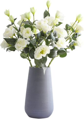 XZJMY 4 Branch 3 Heads Artificial Flowers Bouquet,Eustoma Lisianthus Flowers,Silk Flowers Flower Arrangement Accessories Faux Plastic Flower for DIY Wedding Party Home Decor(White) in Kuwait