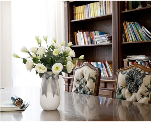 XZJMY 4 Branch 3 Heads Artificial Flowers Bouquet,Eustoma Lisianthus Flowers,Silk Flowers Flower Arrangement Accessories Faux Plastic Flower for DIY Wedding Party Home Decor(White) in Kuwait