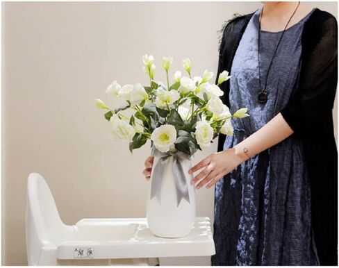 XZJMY 4 Branch 3 Heads Artificial Flowers Bouquet,Eustoma Lisianthus Flowers,Silk Flowers Flower Arrangement Accessories Faux Plastic Flower for DIY Wedding Party Home Decor(White) in Kuwait