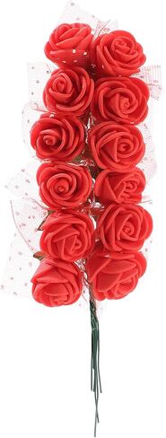 144PCS Mini Fake Roses Artificial Foam Rose Heads with Wire Rods DIY Wedding Flowers Accessories Make Bridal Hair Clips Headbands Dress,Black in Saudi Arabia