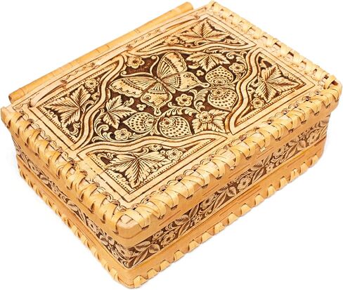 صندوق تخزين مجوهرات تذكار تذكار من Tourmania Decorative Trinket علب هدايا خشبية لحاء البتولا على شكل فراشة. in Kuwait