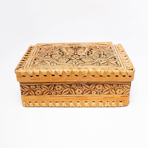 صندوق تخزين مجوهرات تذكار تذكار من Tourmania Decorative Trinket علب هدايا خشبية لحاء البتولا على شكل فراشة. in Kuwait