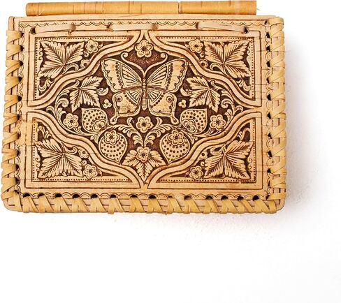 صندوق تخزين مجوهرات تذكار تذكار من Tourmania Decorative Trinket علب هدايا خشبية لحاء البتولا على شكل فراشة. in Kuwait