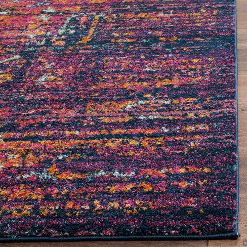 SAFAVIEH Evoke Collection 2'2" x 4' Blue / Fuchsia EVK275F Oriental Medallion Distressed Non-Shedding Living Room Bedroom Accent Rug in Saudi Arabia