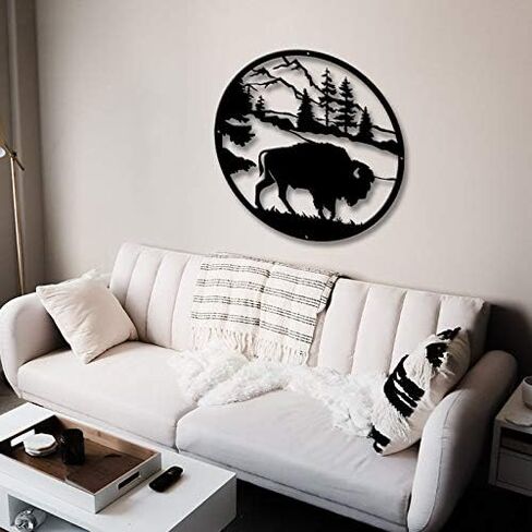 لافتة معدنية من أمريكان بيسون - لافتة بافالو - ديكور المدخل - ديكور مزرعة - لافتة مزرعة - علامة مخيم بايسون - لوحة حائط - علامة أمريكية أصلية - هدية للأم - هدية شخصية - علامة اسم العائلة in Kuwait