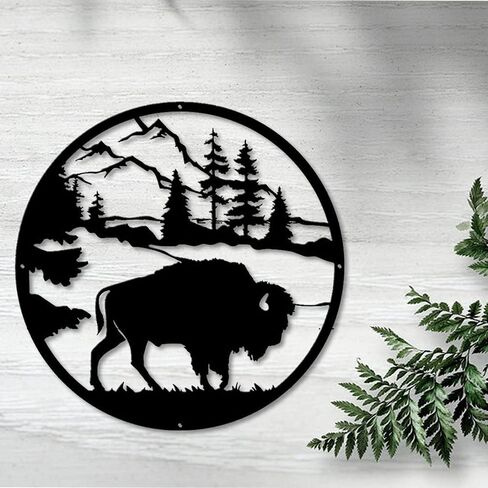 لافتة معدنية من أمريكان بيسون - لافتة بافالو - ديكور المدخل - ديكور مزرعة - لافتة مزرعة - علامة مخيم بايسون - لوحة حائط - علامة أمريكية أصلية - هدية للأم - هدية شخصية - علامة اسم العائلة in Kuwait