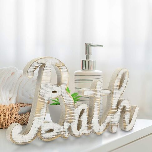 MyGift Shabby Chic White washed Wood Bathroom Decor Cutout Bath Wall Art Decorative Letters Hanging Mounted Farm Sign in Saudi Arabia