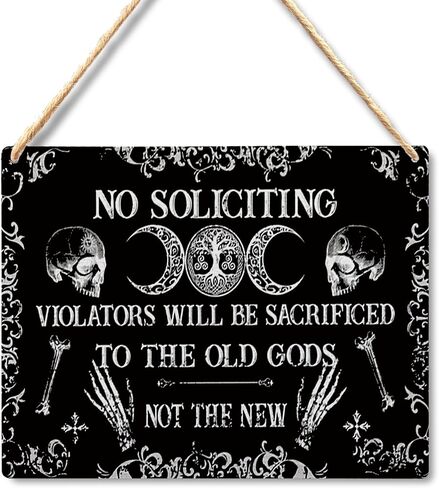 Wall Pediments No Soliciting Sign for House Home,No Soliciting Welcome Sign for Front Door,Witchy Wall Decor,Gothic Wall Decor,10x8 Inches in Kuwait