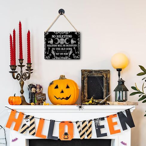 Wall Pediments No Soliciting Sign for House Home,No Soliciting Welcome Sign for Front Door,Witchy Wall Decor,Gothic Wall Decor,10x8 Inches in Kuwait