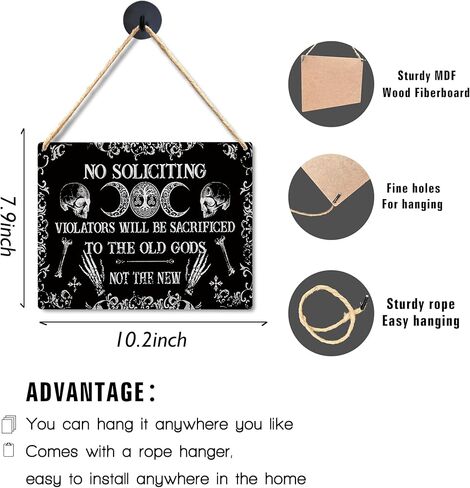 Wall Pediments No Soliciting Sign for House Home,No Soliciting Welcome Sign for Front Door,Witchy Wall Decor,Gothic Wall Decor,10x8 Inches in Kuwait