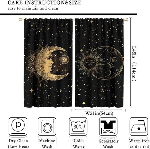 ستائر النوافذ المعتمة للشمس والقمر، ستائر الفضاء الغامضة من Golden Planet Star Mysterious Galaxy لغرفة المعيشة وغرفة النوم مقاس 42 × 45 بوصة 2 لوح in Saudi Arabia