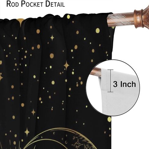 ستائر النوافذ المعتمة للشمس والقمر، ستائر الفضاء الغامضة من Golden Planet Star Mysterious Galaxy لغرفة المعيشة وغرفة النوم مقاس 42 × 45 بوصة 2 لوح in Saudi Arabia