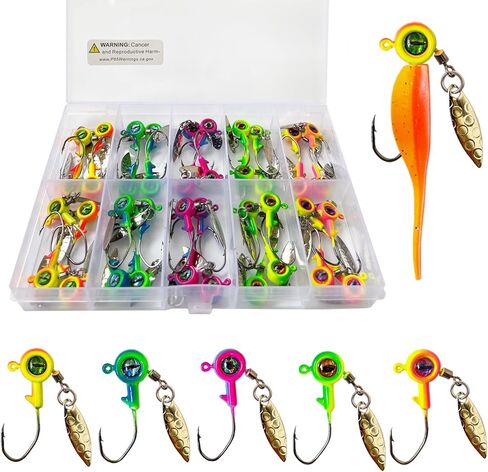 40 قطعة من رؤوس كرابي جيغ من بومبيت، خطافات راس لصيد الاسماك مع شفرة دوارة 1/8 اونصة لصيد سمك الكرابي باس in Kuwait