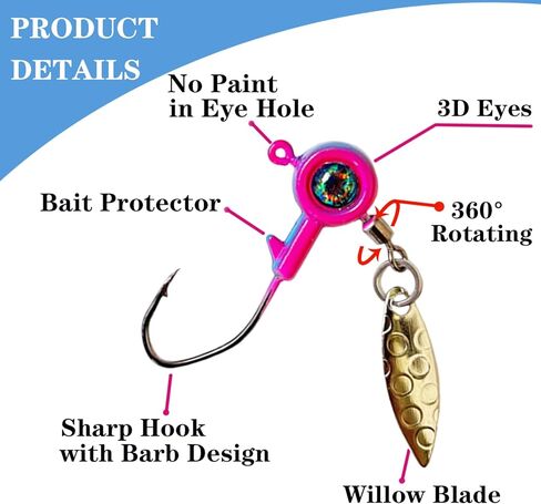40 قطعة من رؤوس كرابي جيغ من بومبيت، خطافات راس لصيد الاسماك مع شفرة دوارة 1/8 اونصة لصيد سمك الكرابي باس in Kuwait