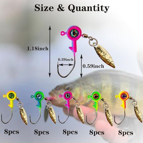 40 قطعة من رؤوس كرابي جيغ من بومبيت، خطافات راس لصيد الاسماك مع شفرة دوارة 1/8 اونصة لصيد سمك الكرابي باس in Kuwait