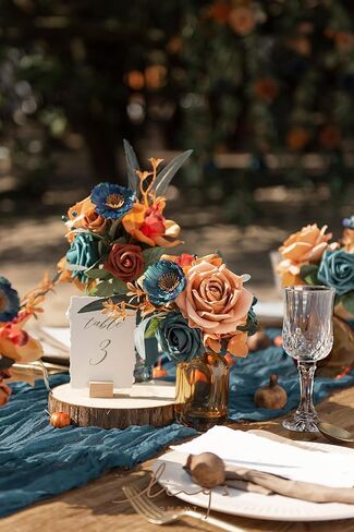 Ling's Moment Wedding Flowers Mini Bridesmaid Bouquets Set of 6 Pre-Made Small Floral Wedding Centerpieces - Dusty Rose & Navy in Kuwait