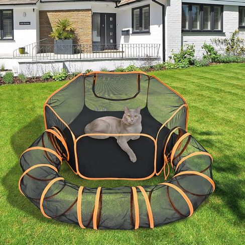 حاويات للقطط في الهواء الطلق من تيباتايرد للقطط الداخلية، مجموعة قفص لعب للقطط الخارجية، خيمة قابلة للطي مع نفق للقطط والقطط والجراء والارانب والحيوانات الصغيرة الاخرى in Kuwait