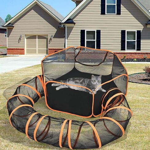 حاويات للقطط في الهواء الطلق من تيباتايرد للقطط الداخلية، مجموعة قفص لعب للقطط الخارجية، خيمة قابلة للطي مع نفق للقطط والقطط والجراء والارانب والحيوانات الصغيرة الاخرى in Kuwait