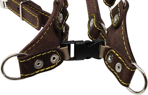Genuine Leather Medium 22.5"-26" Chest 3/4-inch Wide Adjustable Dog Step-in Harness Brown in Saudi Arabia