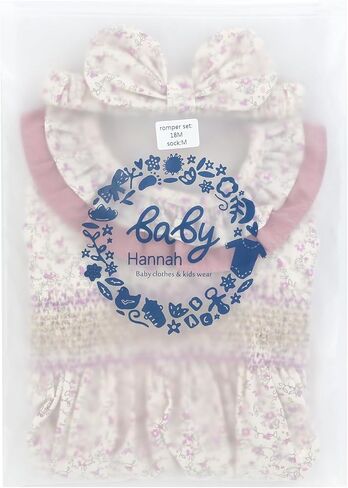 BABY HANNAH STORE مجموعة ملابس الخريف للفتيات حديثي الولادة: بدلة رومبير قطنية + عصابة رأس + جوارب - 3 قطع ملابس للفتيات الرضع in Kuwait