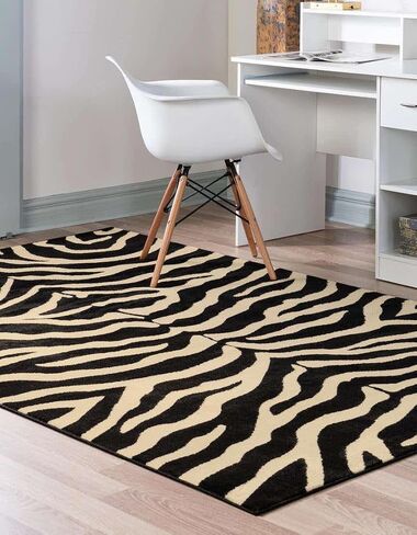 Unique Loom Wildlife Collection Area Rug - Okapi (3' 3" x 5' 3" Rectangle Black/Cream) in Saudi Arabia