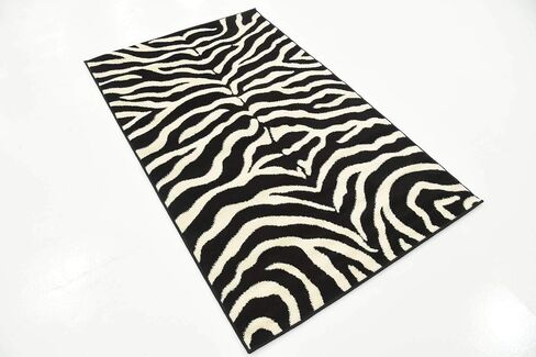 Unique Loom Wildlife Collection Area Rug - Okapi (3' 3" x 5' 3" Rectangle Black/Cream) in Saudi Arabia