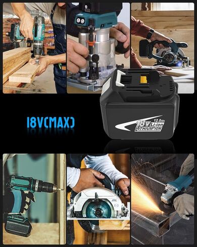 GERIT BATT BL1890B 12000mAh 18V Replacement for Makita 18V Battery Compatible with Makita 18 Volt BL1860B BL1860 BL1850 BL1840 BL1840B BL1830 BL1830B BL1815 BL1815B LXT400 in Kuwait