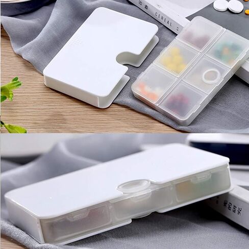 منظم أقراص محمول، صندوق حبوب منع الحمل للسفر للمحفظة والجيوب، 6 مقصورات معبأة بشكل جيد لحبوب الدرج 6 مقصورات لحمل الفيتامينات وزيت السمك والمكملات الغذائية والأدوية (أبيض) in Kuwait