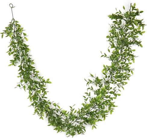 N/D نبات إكليل الأوكالبتوس الصناعي، الكرمة الاصطناعية المعلقة بأوراق الأوكالبتوس الخضراء لخلفية الزفاف وقوس رف ديكور الحائط المحمي من الأشعة فوق البنفسجية في الأماكن المغلقة والخارجية (أخضر #1) in Kuwait