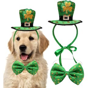 قطعتان من قبعة وياقة الكلب لعيد القديس باتريك، عصابة رأس شامروك، ربطة عنق على شكل جني سانت باتي الأيرلندي، إكسسوارات ملابس للقطط والكلاب in Kuwait