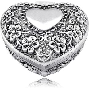 Uloveido Rectangle Shape Small Trinket Box - Retro Ring/Earrings/Necklace Storage Jewelry Organizer Case, Metal Treasure Chest Keepsake Gift Box for Women Girls Y2348