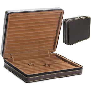 Jewelry Case Chest Box Display Tray Portable with Zipper Organizer Faux-Leather for Travel jeweler Accessory Necklace Earring Ring Storage(BK-GR) in Kuwait