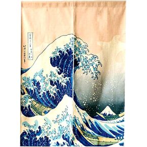 LIGICKY Japanese Noren Doorway Curtain Ukiyoe Hokusai The Great Wave Off Kanagawa Tapestry for Home Decoration 85×120cm in Kuwait