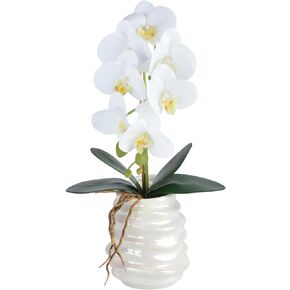 زهور اوركيد صناعية مقاس 16.7 انش في مزهرية من توبسفي، زهور اوركيد صناعية لديكور المنزل والاماكن الداخلية، زهور حريرية في مزهرية للمكتب والفندق والمطعم in Kuwait