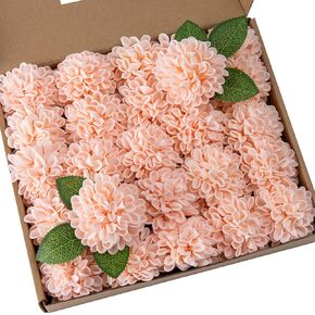 DuHouse Artificial Wedding Dahlia Flowers 25pcs Fake Foam Roses with Stem for Wedding Bouquets Centerpieces Arrangements Decoration(Royal Blue)