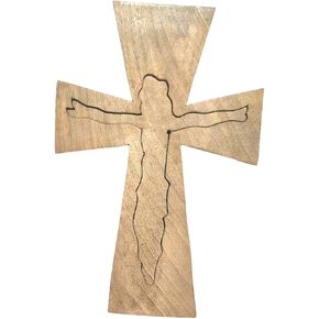 صليب جداري خشبي مصنوع يدويًا باسم يسوع، صلبان كاثوليكية مقدسة عتيقة، لوحة نحت زهور يسوع المسيح، ديكور مصلى للمنزل على شكل صليب كاثوليكي معلق، غرفة المعيشة (12 × 8 بوصة) in Kuwait