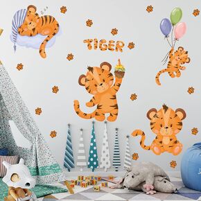 Cute Sleeping Tiger Wall Stickers for Kids Baby Room Decor, Large Tiger Animals Baby Stickers DIY Removable Peel and Stick Wall Art Sticker for Nursery, Classroom, Playroom Girl Boy Room Wall Decor in Saudi Arabia