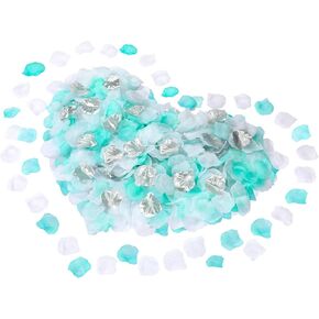 1800 Pieces Flower Petals for Weddings Flower Confetti Teal Silver White Silk Rose Artificial Petals Turquoise Flower Petals for Baby Shower Centerpieces Flower Girl Decoration() in Kuwait