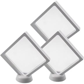 BCLP 4.33" PET Membrane White Floating Frame Display Holder with Stands for Coin Jewelry Medals 3D Display - Set of 3 in Saudi Arabia