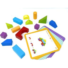 العاب كيوتي باي لعبة تكديس المكعبات ثلاثية الابعاد وحل المشكلات، 20 بطاقة انماط نشاط، 13 شكل، مهارات حركية دقيقة، للاطفال الصغار ومرحلة ما قبل المدرسة، لعمر سنة فما فوق in Kuwait