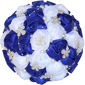 Yoanshop Handmade Wedding Bouquet Bridal Holding Bouquets Bride Bridesmaid Bouquet Wedding Decoration Silk Flowers with Rhinestone Decor (Light Purple White)