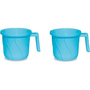 VAKRATUNDA KITCHENWARES أكواب بلاستيكية فاخرة خالية من مادة BPA للحمام، كوب حمام، أكواب استحمام بتصميم مخطط، كوب Dabba للتخييم، سعة 50 أونصة (رمادي، 1) in Kuwait