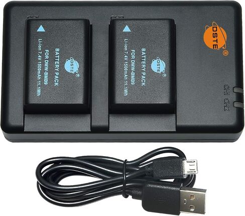 DSTE Replacement for 2pcs DMW-BMB9E DMW-BMB9 Battery + Rapid Dual Charger with Micro USB Cable Compatible Panasonic Lumix DMC-FZ40 FZ45 FZ47 FZ48 FZ60 FZ62 FZ70 FZ72 FZ80 FZ100 FZ150 as BP-DC9 in Saudi Arabia