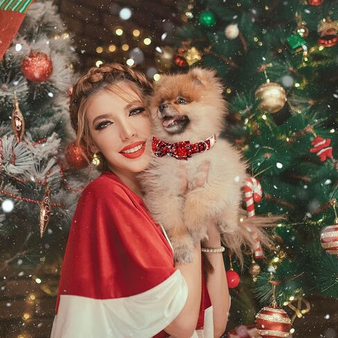 Thankspaw عيد الميلاد الكلب طوق مع ربطة عنق قابلة للإزالة الكلاسيكية منقوشة ندفة الثلج نمط لينة جرو الياقات الياقات الحيوانات الأليفة دائم للكلاب الصغيرة المتوسطة الكبيرة in Kuwait