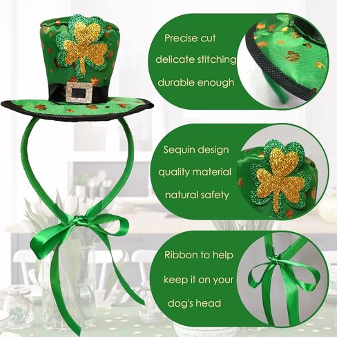 قطعتان من قبعة وياقة الكلب لعيد القديس باتريك، عصابة رأس شامروك، ربطة عنق على شكل جني سانت باتي الأيرلندي، إكسسوارات ملابس للقطط والكلاب in Kuwait