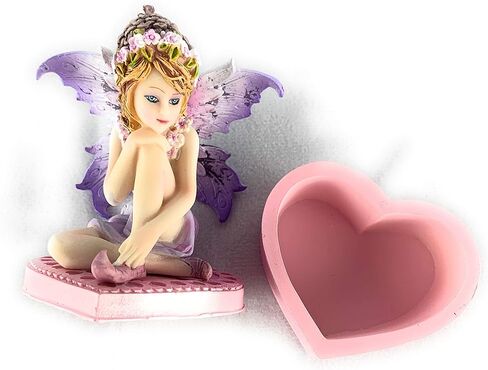 صندوق مجوهرات على شكل قلب من اينت ات نايس، تمثال خيالي قابل للتجميع مع قبعة بلوط منحوتة، 2.5 (طول) 2.25 (عرض) 4.25 انش (ارتفاع) in Kuwait