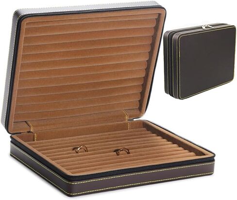 Jewelry Case Chest Box Display Tray Portable with Zipper Organizer Faux-Leather for Travel jeweler Accessory Necklace Earring Ring Storage(BK-GR) in Kuwait